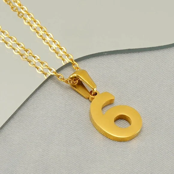 18K Gold Plated Lucky Number Necklace*Angel Number Charm*0123456789 Pendant*ZX - Picture 10 of 15